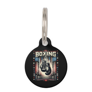 American Flag Boxing Distressed - Boxer Vintage Bo Pet Tag
