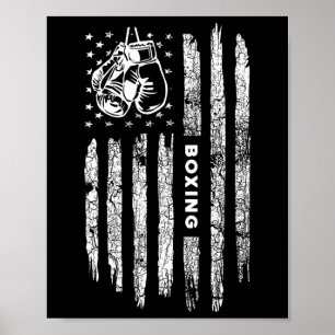 American Flag Boxing Distressed - Boxer Vintage Bo Poster
