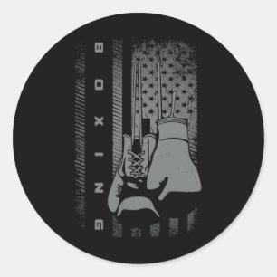 American Flag Boxing For Women Kids Men Classic Round Sticker