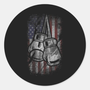 American Flag Boxing Shirts For Men Women Fourth O Classic Round Sticker