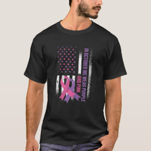 American Flag Breast Cancer and Domestic Violence T-Shirt