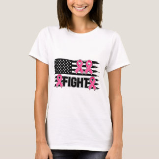 American Flag Breast Cancer Awareness Fight Pink T-Shirt