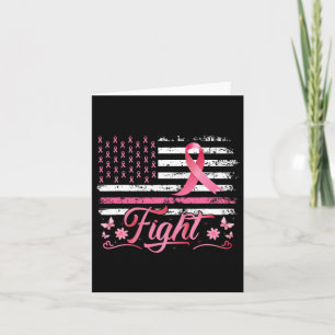 American Flag Breast Cancer Awareness Pink Ribbon Card