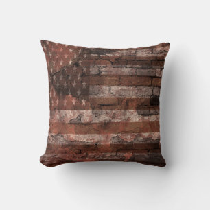 American Flag Brick Wall Cushion