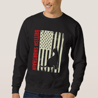 American Flag British Shorthair Cat Lover Kitten C Sweatshirt