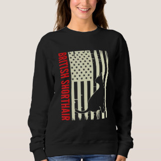 American Flag British Shorthair Cat Lover Kitten C Sweatshirt