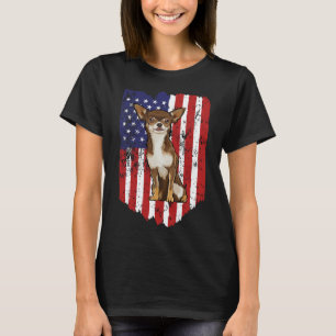 American Flag Brown Chihuahua 4th Of July Usa T-Shirt
