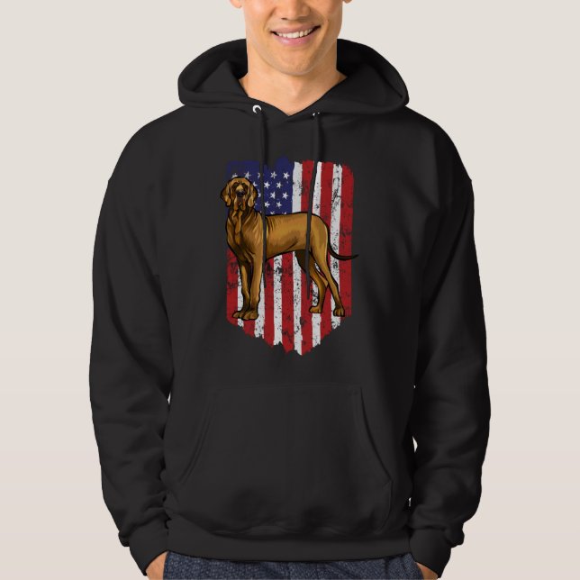 American Flag Brown Great Dane 4th Of July USA Hoodie (Front)