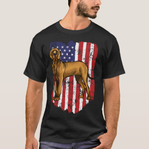 American Flag Brown Great Dane 4th Of July USA T-Shirt