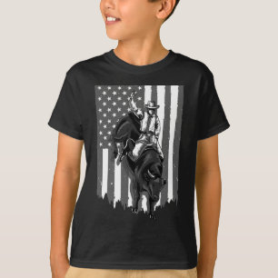 American Flag Bull Riding Cowboy 4th Of July Patri T-Shirt