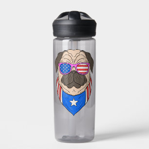 American Flag Bulldog Water Bottle