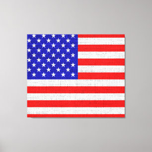 American Flag Burlap Linen Rustic Jute Canvas Print
