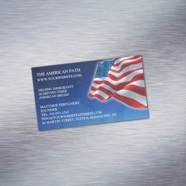 American Flag Business Card Magnet (In Situ)