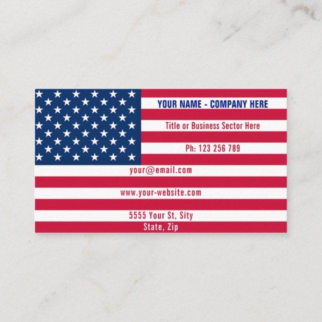 American Flag Business Card USA - Patriotic (Back)