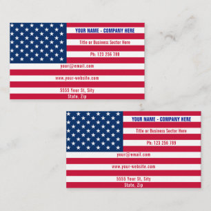 American Flag Business Card USA - Patriotic Design