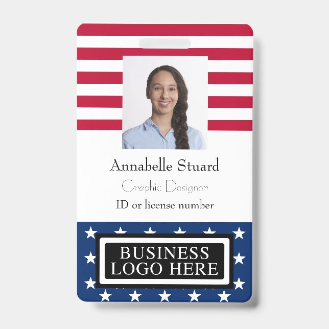 American Flag Business Security Employee ID Badge (Front)