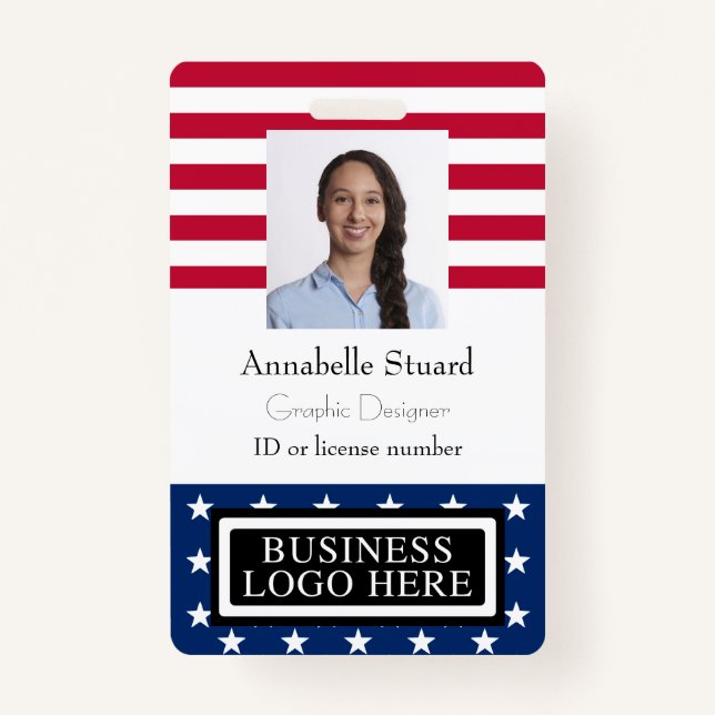 American Flag Business Security Employee ID Badge (Front)