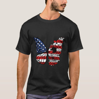 American Flag Butterfly 4Th Of July Patriotic T-Shirt