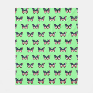 American Flag Butterfly Design-62615 Fleece Blanket