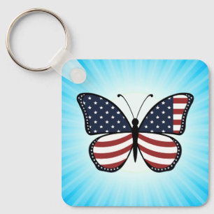 American Flag Butterfly Design-62615 Key Ring