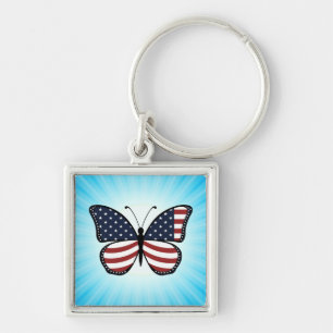 American Flag Butterfly Design-62615 Key Ring