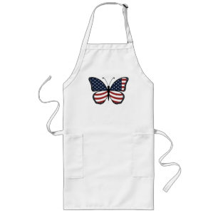 American Flag Butterfly Design-62615 Long Apron