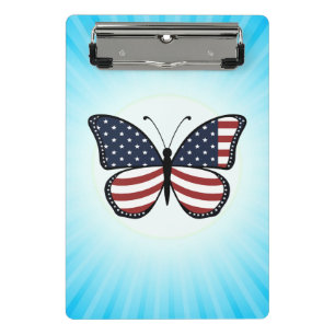 American Flag Butterfly Design Mini Clipboard