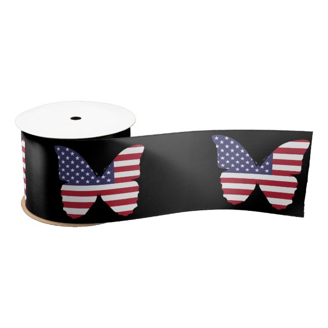 american flag butterfly ribbon satin ribbon (Spool)
