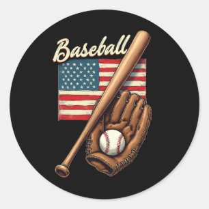 American Flag Bysebyll Player Byt Fan Catcher Pitc Classic Round Sticker
