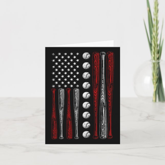 American Flag Bysebyll Red White Blue 4th Of July  Card (Front)