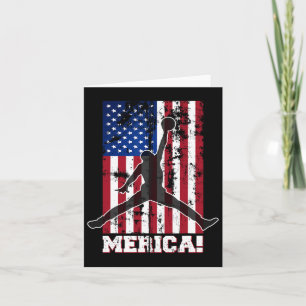 American Flag Bysketbyll Usa Flag 4th Of July Men  Card