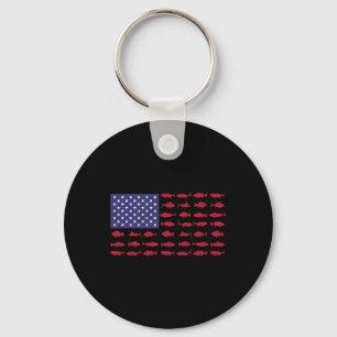 American Flag Byss Fishing Kid Boy Youth Women Men Key Ring