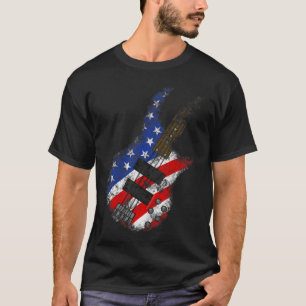 American Flag Byss Guitar Usa Independence Day 4th T-Shirt