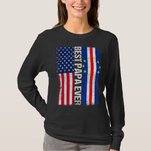 American Flag Cabo Verde Flag Best Papa Ever Famil T-Shirt