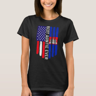 American Flag & Cambodia Flag Best Auntie Ever Fam T-Shirt