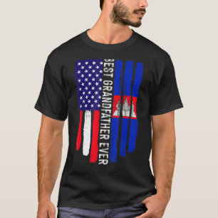 American Flag & Cambodia Flag Best Grandfather Eve T-Shirt