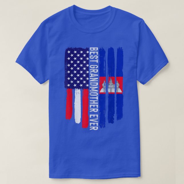 American Flag & Cambodia Flag Best Grandmother Eve T-Shirt (Design Front)
