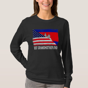 American Flag Cambodia Flag Best Grandmother Ever T-Shirt