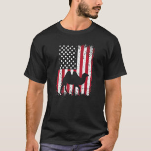 American Flag Camel Animal Vintage 4th Of July Ani T-Shirt