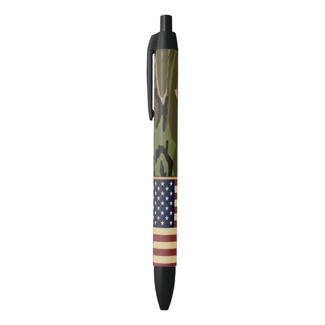 American Flag Camo Black Ink Pen (Top (Vertical))