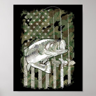 American Flag Camo Byss Fish Fishing (on Byck) For Poster