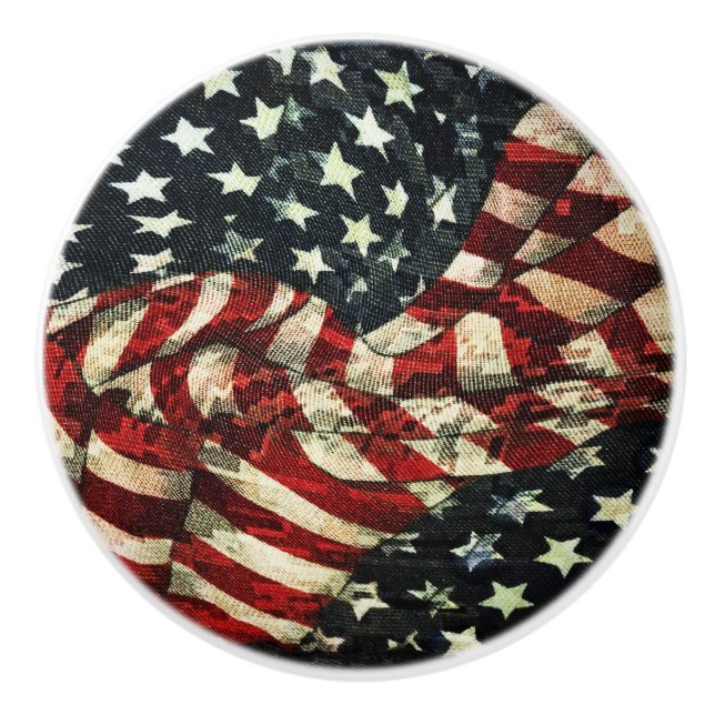 American Flag-Camouflage by Shirley Taylor Ceramic Knob (Front)