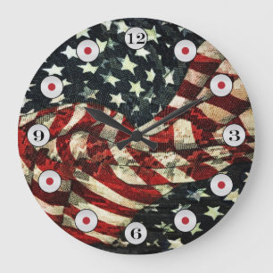 American Flag-Camouflage by Shirley Taylor Large Clock