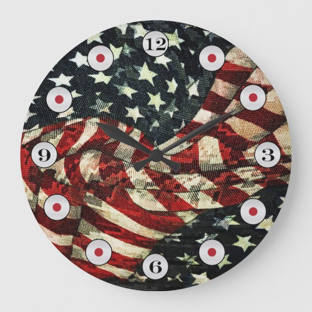 American Flag-Camouflage by Shirley Taylor Large Clock (Front)