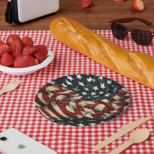 American Flag-Camouflage by Shirley Taylor Paper Plate
