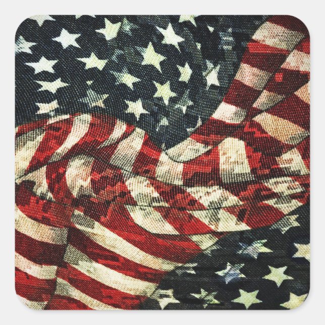 American Flag-Camouflage by Shirley Taylor Square Sticker (Front)
