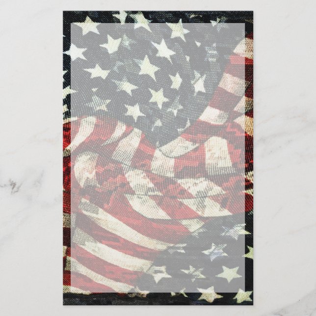 American Flag-Camouflage by Shirley Taylor Stationery (Front)