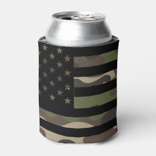 American Flag Camouflage Camo Patriotic USA Can Cooler
