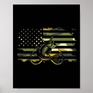 American Flag Camouflage Fishing Apparel - Fishing Poster