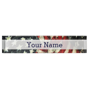 American Flag-Camouflage Nameplate